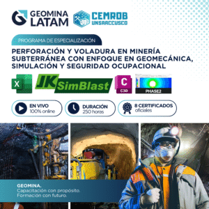 010625PVMSEGSO PROGRAMA DE ESPECIALIZACION EN PERFORACION, VOLADURA Y MINERIA SUBTERRANEA CON ENFOQUE EN GEOMECANICA, SIMULACION Y SEGURIDAD OCUPACIONAL.