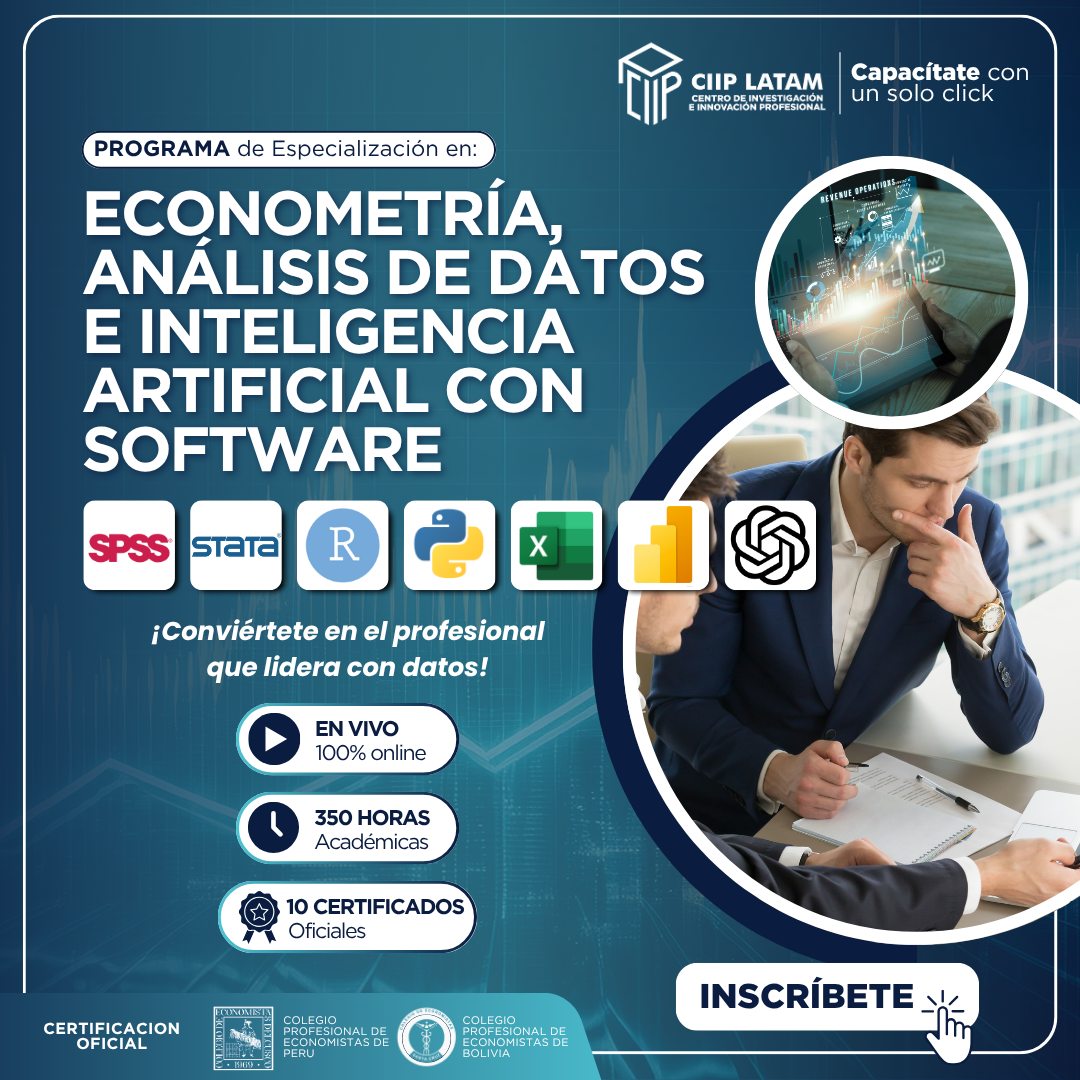 020825PEADIAS ECONOMETRÍA, ANÁLISIS DE DATOS E INTELIGENCIA ARTIFICIAL CON SOFTWARE