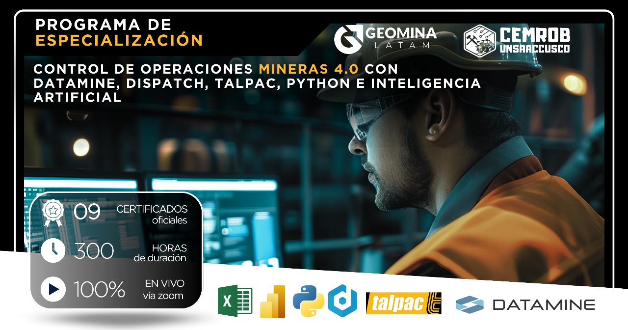 280925 CODDTPIA CONTROL DE OPERACIONES 4.0 CON DATAMINE, DISPATCH, TALPAC, PYTHON e INTELIGENCIA ARTIFICIAL