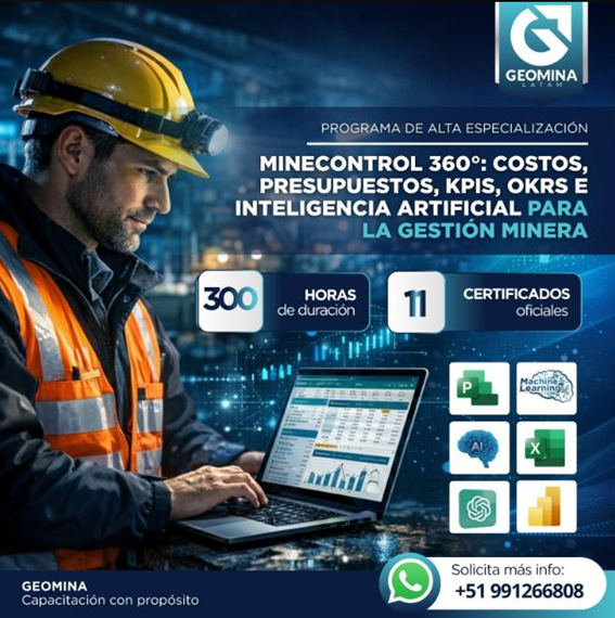 140226PAECPKOIAGM Programa de Alta Especialización en Costos, Presupuestos, KPIs, OKRs e Inteligencia Artificial en Minería
