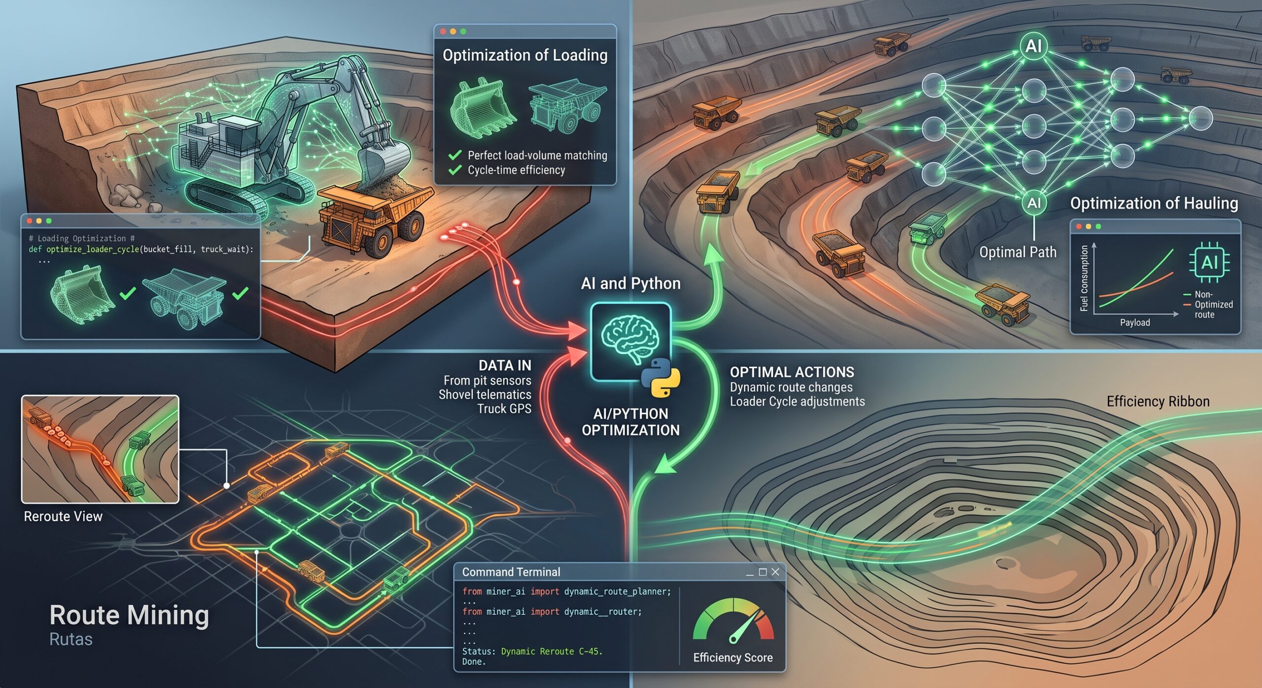 Optimización de Carguío, Acarreo y Rutas Mineras con Python e Inteligencia Artificial