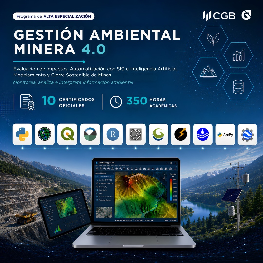 300826 PAEGAMEIASIA Programa de Alta Especialización en Gestión Ambiental Minera 4.0: Evaluación de Impactos, Automatización con SIG e Inteligencia Artificial, Modelamiento y Cierre Sostenible de Minas